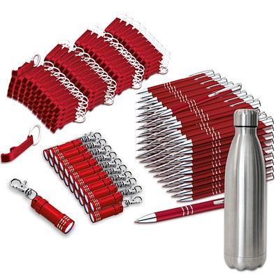 Werbe-Sparset Metall, 321-tlg., inkl. Gravur, rot